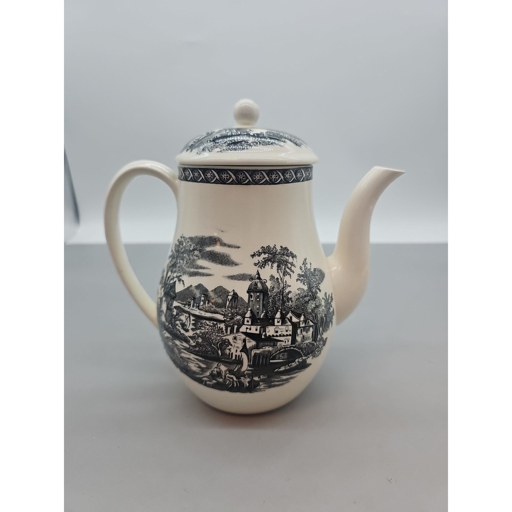 Vintage Wedgwood Of Etruria Barlaston Lugano Black Transferware Teapot
